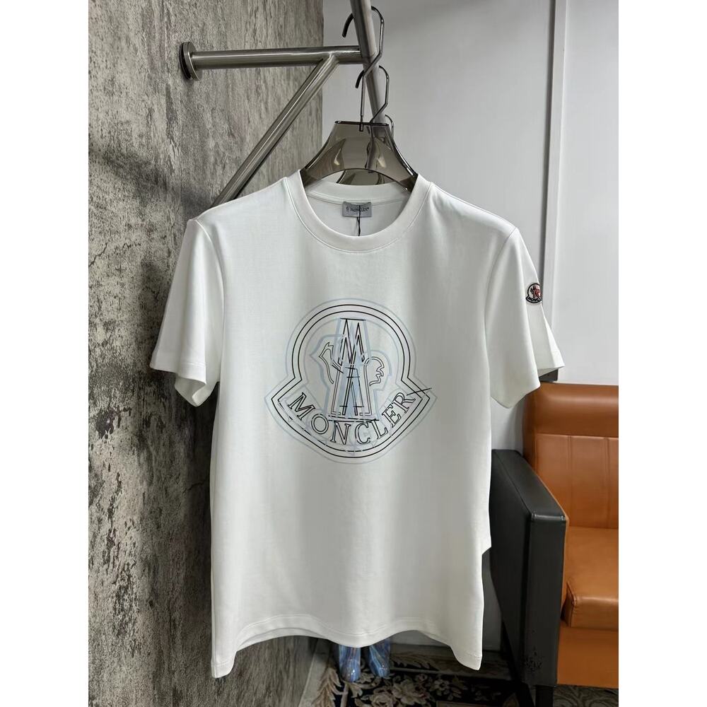 Moncler men's and women's round neck white short sleeve T-shirt
